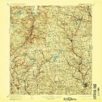 YellowMaps Litchfield CT topo map, 1:125000 Scale, 30 X 30 Minute, Historical, 1904, Updated 1923, 20 x 16.4 in - Polypropylene