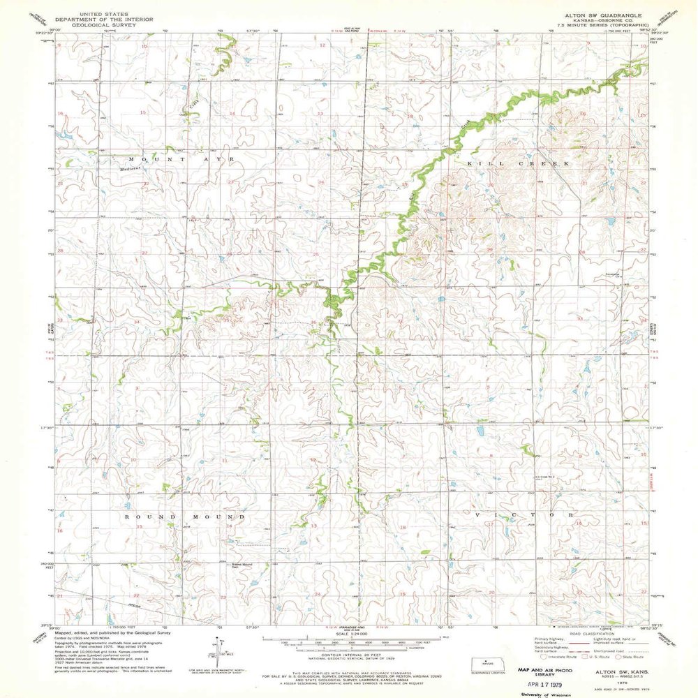 YellowMaps Alton SW KS topo map, 1:24000 Scale, 7.5 X 7.5 Minute, Historical, 1978, Updated 1979, 26.84 x 20.78 in - Tyvek