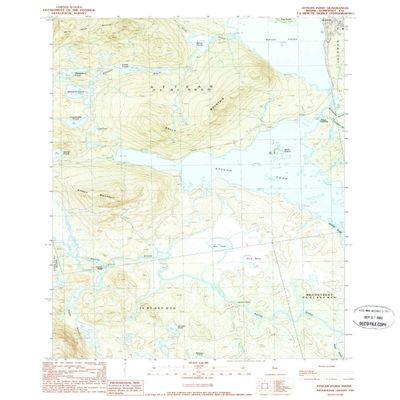 YellowMaps Attean Pond ME topo map, 1:24000 Scale, 7.5 X 7.5 Minute, Historical, 1989, Updated 1989, 26.8 x 22 in - Polypropylene