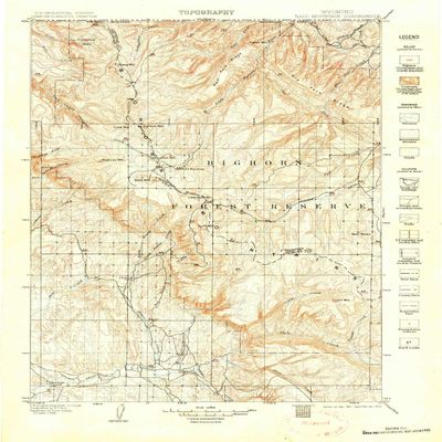 YellowMaps Bald Mountain WY topo map, 1:125000 Scale, 30 X 30 Minute, Historical, 1901, Updated 1906, 20.3 x 15.8 in - Tyvek