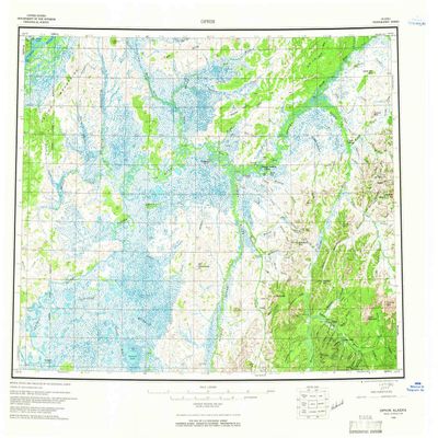 YellowMaps Ophir AK topo map, 1:250000 Scale, 1 X 3 Degree, Historical, 1954, Updated 1965, 23 x 27.7 in - Polypropylene