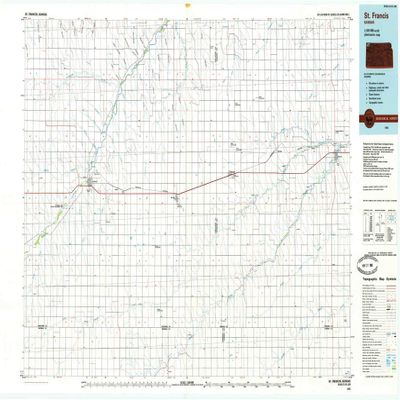 YellowMaps St Francis KS topo map, 1:100000 Scale, 30 X 60 Minute, Historical, 1985, Updated 1985, 24.54 x 41.48 in - Tyvek
