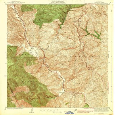 YellowMaps Beartrap Canyon CA topo map, 1:24000 Scale, 7.5 X 7.5 Minute, Historical, 1938, 20.3 x 17.2 in - Polypropylene