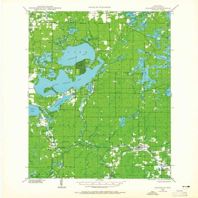 YellowMaps Couderay WI topo map, 1:48000 Scale, 15 X 15 Minute, Historical, 1944, Updated 1965, 27.03 x 22.21 in - Tyvek