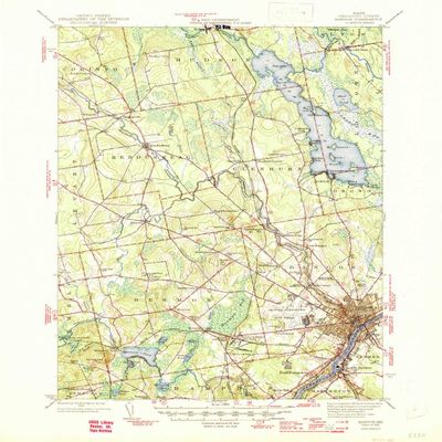 YellowMaps Bangor ME topo map, 1:62500 Scale, 15 X 15 Minute, Historical, 1946, 20.8 x 17 in - Polypropylene