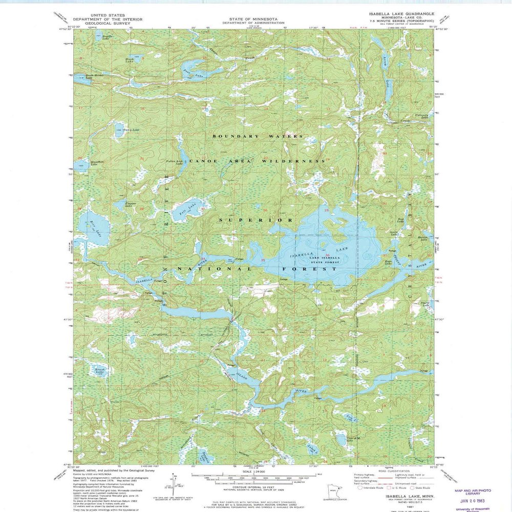 YellowMaps Isabella Lake MN topo map, 1:24000 Scale, 7.5 X 7.5 Minute, Historical, 1981, Updated 1982, 27.23 x 21.53 in - Tyvek