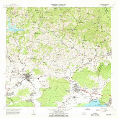 Yauco PR topo map, 1:20000 Scale, 7.5 X 7.5 Minute, Historical, 1966, Updated 1968, 32.4 x 29.4 in - Polypropylene
