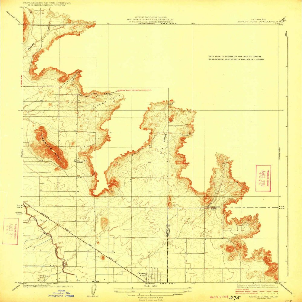 YellowMaps Citrus Cove CA topo map, 1:31680 Scale, 7.5 X 7.5 Minute, Historical, 1924, 20.2 x 16.4 in - Tyvek