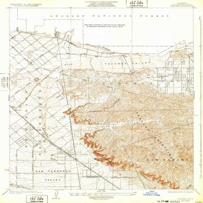 YellowMaps Sunland CA topo map, 1:24000 Scale, 7.5 X 7.5 Minute, Historical, 1932, 20.4 x 16.7 in - Polypropylene