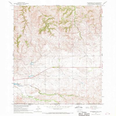 YellowMaps Manderson SW SD topo map, 1:24000 Scale, 7.5 X 7.5 Minute, Historical, 1967, Updated 1970, 26.9 x 22.1 in - Polypropylene
