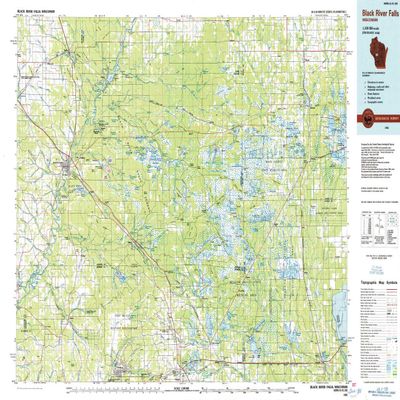 YellowMaps Black River Falls WI topo map, 1:100000 Scale, 30 X 60 Minute, Historical, 1985, Updated 1985, 24 x 38.11 in - Polypropylene