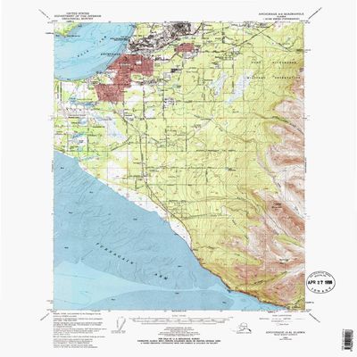YellowMaps Anchorage A 8 AK topo map, 1:63360 Scale, 15 X 15 Minute, Historical, 1952, Updated 1970, 21.52 x 17.91 in - Tyvek