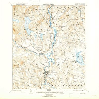 YellowMaps Anson ME topo map, 1:62500 Scale, 15 X 15 Minute, Historical, 1904, Updated 1947, 20.7 x 17 in - Polypropylene
