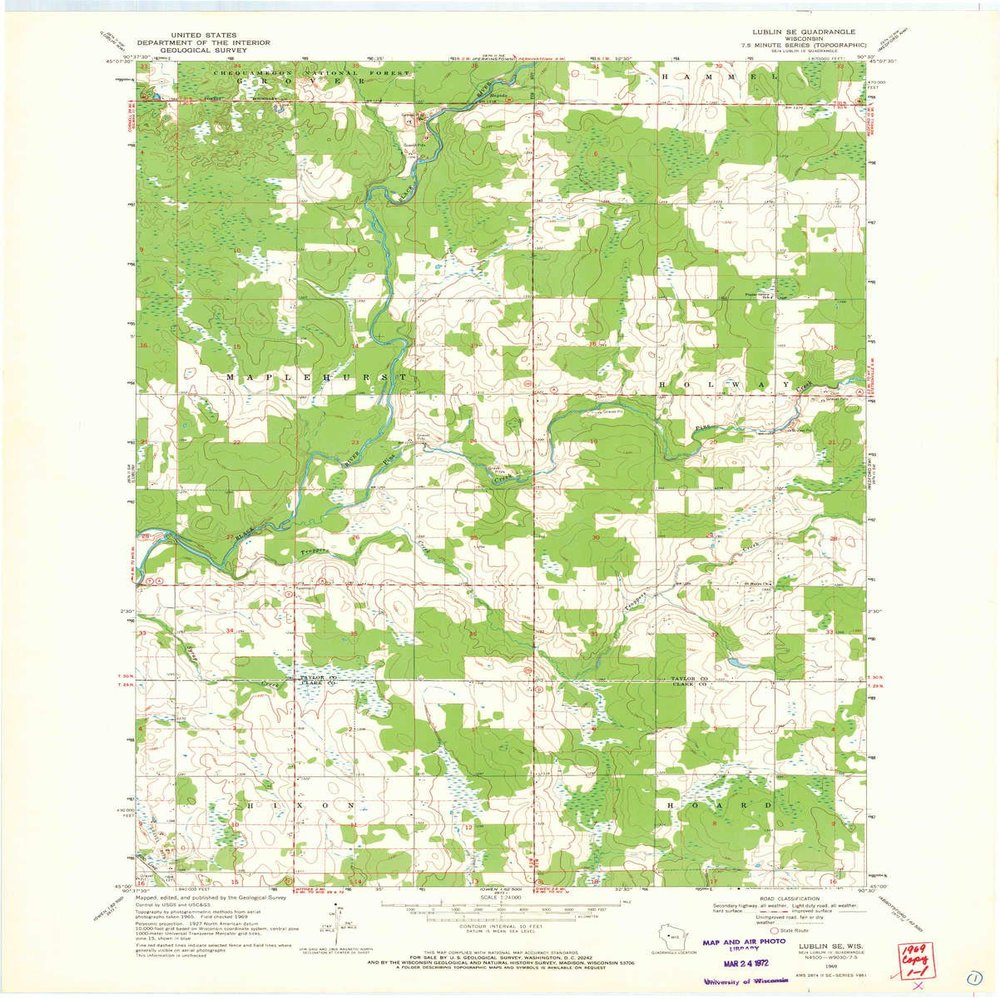 YellowMaps Lublin SE WI topo map, 1:24000 Scale, 7.5 X 7.5 Minute, Historical, 1969, Updated 1971, 27.61 x 22.11 in - Polypropylene