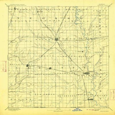 YellowMaps Parsons KS topo map, 1:125000 Scale, 30 X 30 Minute, Historical, 1893, Updated 1913, 19.86 x 16.04 in - Polypropylene