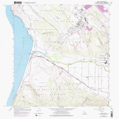 YellowMaps Surf CA topo map, 1:24000 Scale, 7.5 X 7.5 Minute, Historical, 1959, Updated 1977, 26.8 x 23.5 in - Tyvek
