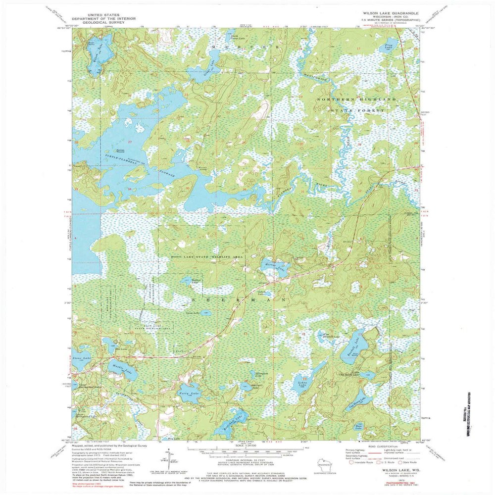 Wilson Lake WI topo map, 1:24000 Scale, 7.5 X 7.5 Minute, Historical, 1973, Updated 1984, 27.36 x 22.57 in - Tyvek