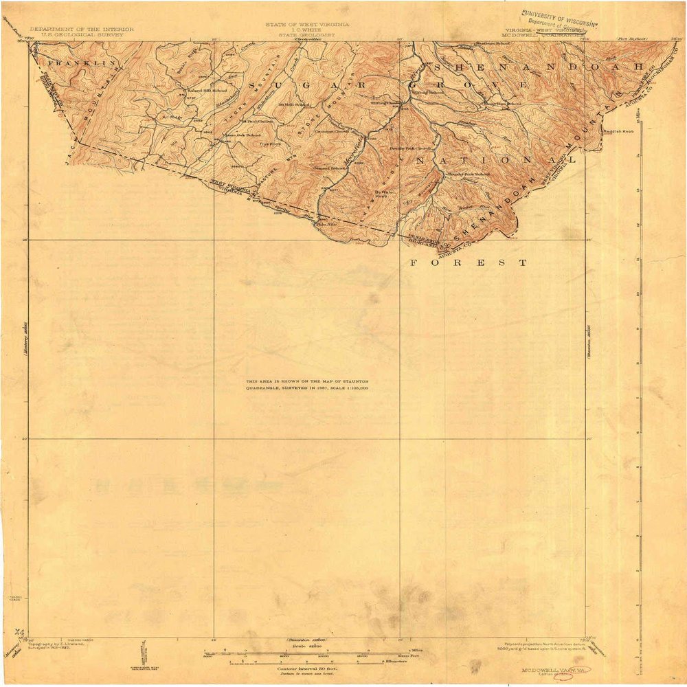 Mc Dowell VA topo map, 1:62500 Scale, 15 X 15 Minute, Historical, 1924, 20.1 x 17 in - Tyvek