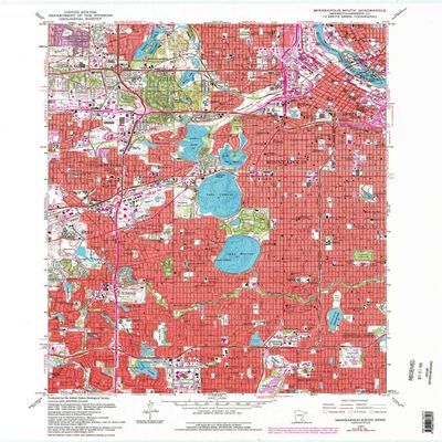 YellowMaps Minneapolis South MN topo map, 1:24000 Scale, 7.5 X 7.5 Minute, Historical, 1967, Updated 1993, 27.23 x 21.53 in - Polypropylene