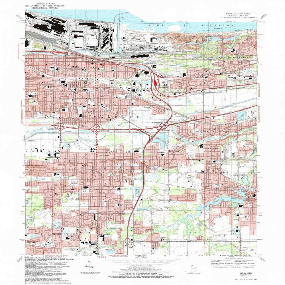 YellowMaps Gary in topo map, 1:24000 Scale, 7.5 X 7.5 Minute, Historical, 1991, Updated 1991, 27.9 x 21.1 in - Polypropylene