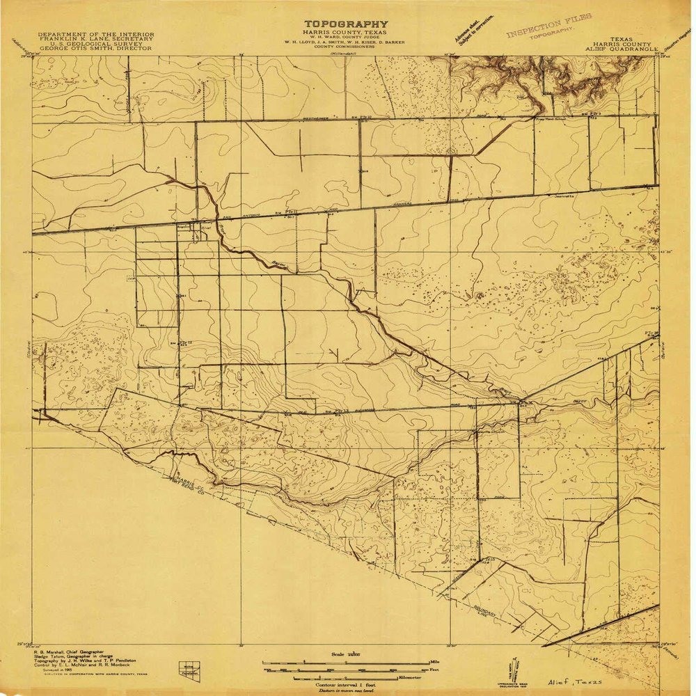 YellowMaps Alief TX topo map, 1:24000 Scale, 7.5 X 7.5 Minute, Historical, 1915, 26.9 x 22 in - Tyvek