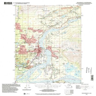 YellowMaps Anchorage C 6 AK topo map, 1:63360 Scale, 15 X 15 Minute, Historical, 1994, Updated 2002, 21.5 x 18 in - Polypropylene