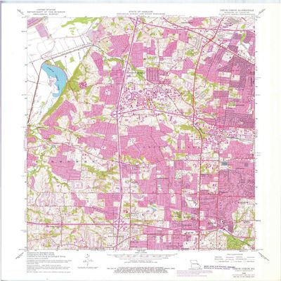 YellowMaps Creve Coeur MO topo map, 1:24000 Scale, 7.5 X 7.5 Minute, Historical, 1954, Updated 1976, 27.5 x 22 in - Polypropylene