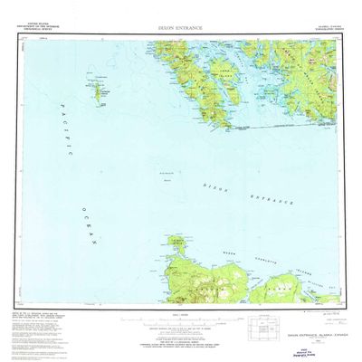 YellowMaps Dixon Entrance AK topo map, 1:250000 Scale, 1 X 2 Degree, Historical, 1959, Updated 1976, 24.2 x 23.4 in - Polypropylene