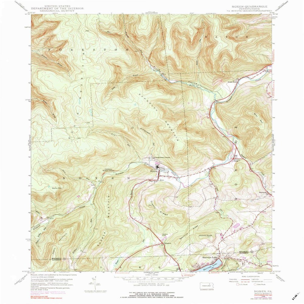 YellowMaps Noxen PA topo map, 1:24000 Scale, 7.5 X 7.5 Minute, Historical, 1946, Updated 1976, 26.9 x 21.6 in - Tyvek
