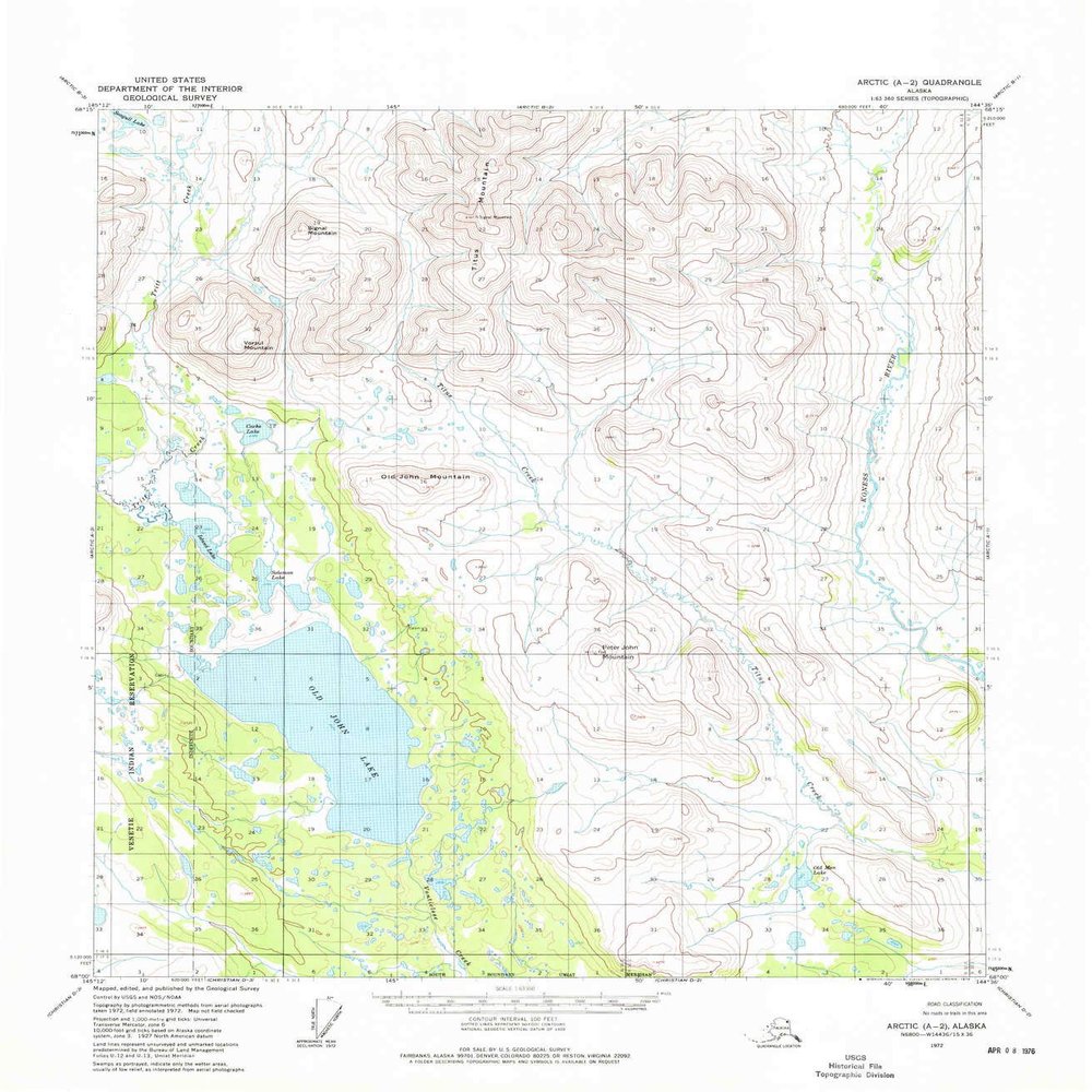YellowMaps Arctic A 2 AK topo map, 1:63360 Scale, 15 X 15 Minute, Historical, 1972, Updated 1976, 21.8 x 19.1 in - Polypropylene