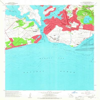 YellowMaps Puuloa HI topo map, 1:24000 Scale, 7.5 X 7.5 Minute, Historical, 1959, Updated 1967, 26.7 x 24 in - Polypropylene