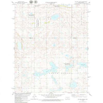 Willow Lake ND topo map, 1:24000 Scale, 7.5 X 7.5 Minute, Historical, 1978, Updated 1979, 26.7 x 22 in - Polypropylene