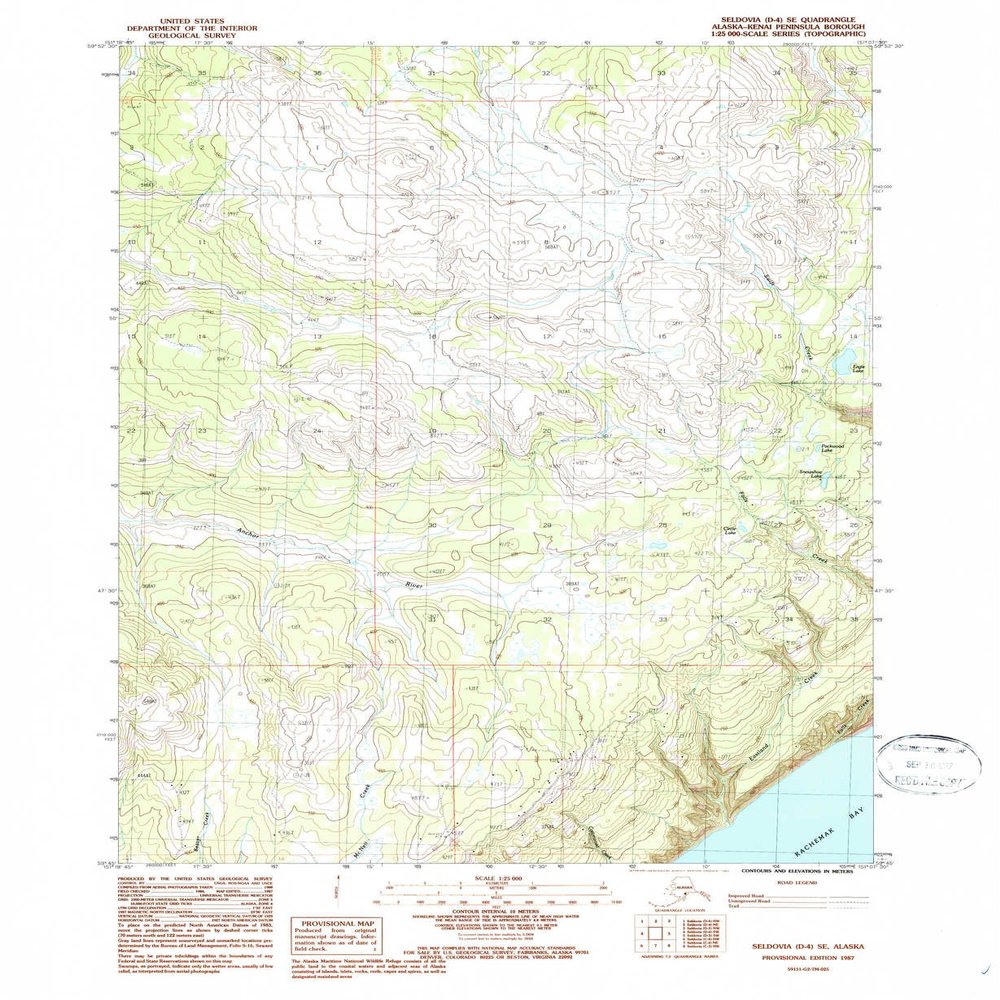Seldovia D 4 SE AK topo map, 1:25000 Scale, 7.5 X 7.5 Minute, Historical, 1987, Updated 1987, 26.8 x 22 in - Polypropylene