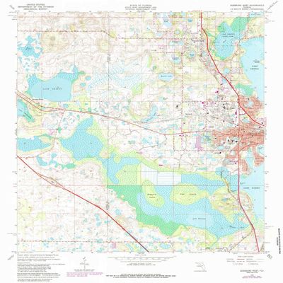 YellowMaps Leesburg West FL topo map, 1:24000 Scale, 7.5 X 7.5 Minute, Historical, 1966, Updated 1988, 26.9 x 23 in - Tyvek