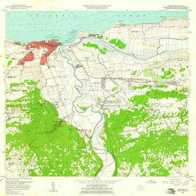 YellowMaps Arecibo PR topo map, 1:20000 Scale, 7.5 X 7.5 Minute, Historical, 1957, Updated 1961, 32.2 x 27.9 in - Tyvek