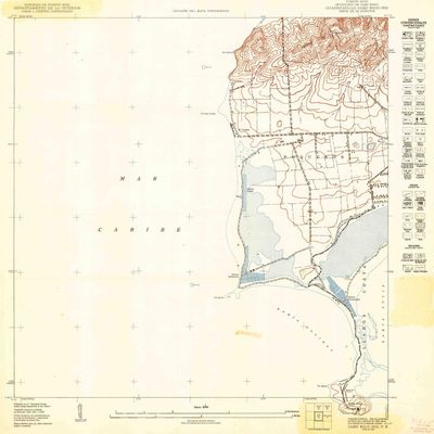 YellowMaps Cabo Rojo NO PR topo map, 1:10000 Scale, 3.75 X 3.75 Minute, Historical, 1949, 31.1 x 30.2 in - Polypropylene