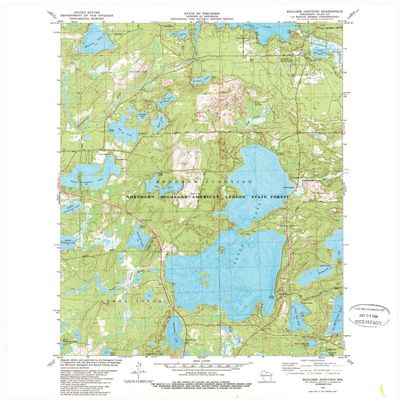 YellowMaps Boulder Junction WI topo map, 1:24000 Scale, 7.5 X 7.5 Minute, Historical, 1981, Updated 1989, 27.42 x 22.5 in - Polypropylene