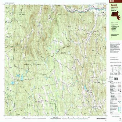 YellowMaps Ashfield MA topo map, 1:25000 Scale, 7.5 X 15 Minute, Historical, 1998, Updated 2000, 24.04 x 38.82 in - Polypropylene