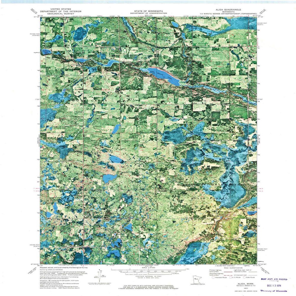 YellowMaps Alida MN topo map, 1:24000 Scale, 7.5 X 7.5 Minute, Historical, 1972, Updated 1974, 27.23 x 21.53 in - Tyvek