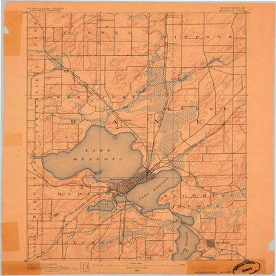 YellowMaps Madison WI topo map, 1:62500 Scale, 15 X 15 Minute, Historical, 1890, 19.51 x 16.15 in - Polypropylene
