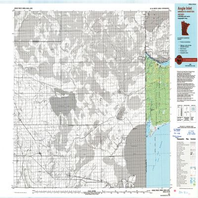 YellowMaps Angle Inlet MN topo map, 1:100000 Scale, 30 X 60 Minute, Historical, 1985, Updated 1993, 27.23 x 21.53 in - Polypropylene