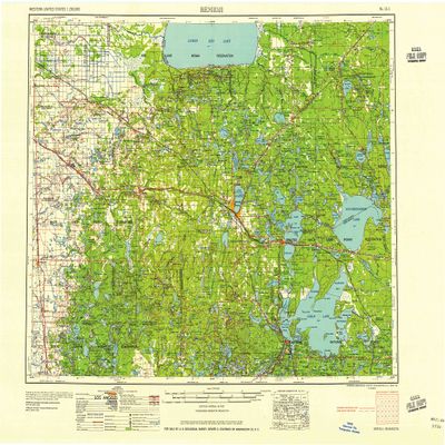 YellowMaps Bemidji MN topo map, 1:250000 Scale, 1 X 2 Degree, Historical, 1958, 27.23 x 21.53 in - Polypropylene