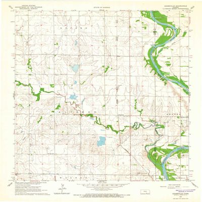 YellowMaps Adamsville KS topo map, 1:24000 Scale, 7.5 X 7.5 Minute, Historical, 1965, Updated 1966, 27.13 x 21.16 in - Polypropylene