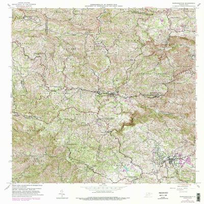 YellowMaps Barranquitas PR topo map, 1:20000 Scale, 7.5 X 7.5 Minute, Historical, 1957, Updated 1989, 31.8 x 29 in - Tyvek