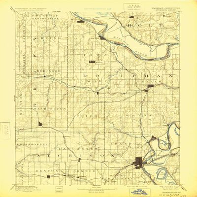 YellowMaps Atchison KS topo map, 1:125000 Scale, 30 X 30 Minute, Historical, 1893, Updated 1924, 19.92 x 16.24 in - Tyvek