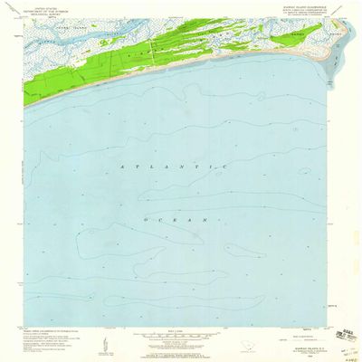 YellowMaps Kiawah Island SC topo map, 1:24000 Scale, 7.5 X 7.5 Minute, Historical, 1959, Updated 1960, 26.7 x 23 in - Polypropylene