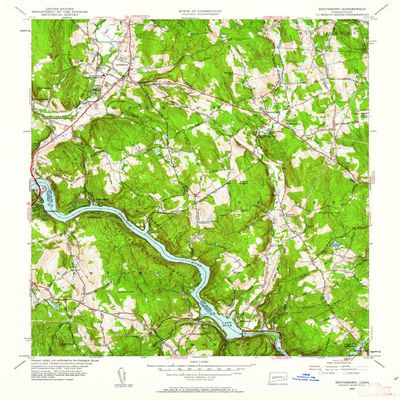 YellowMaps Southbury CT topo map, 1:24000 Scale, 7.5 X 7.5 Minute, Historical, 1953, Updated 1962, 27.1 x 20.3 in - Polypropylene