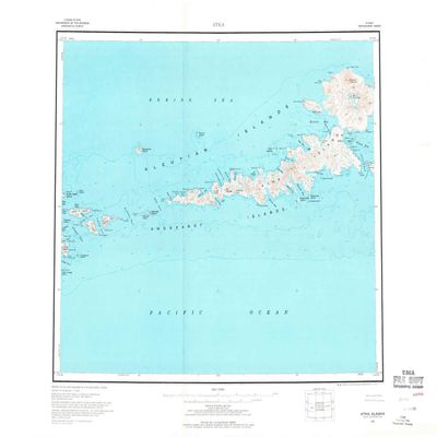 YellowMaps Atka AK topo map, 1:250000 Scale, 1 X 2 Degree, Historical, 1959, Updated 1971, 23.1 x 30.2 in - Polypropylene