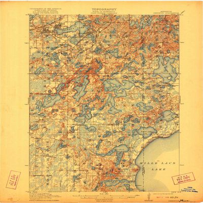 YellowMaps Deerwood MN topo map, 1:62500 Scale, 15 X 15 Minute, Historical, 1914, Updated 1922, 27.23 x 21.53 in - Polypropylene