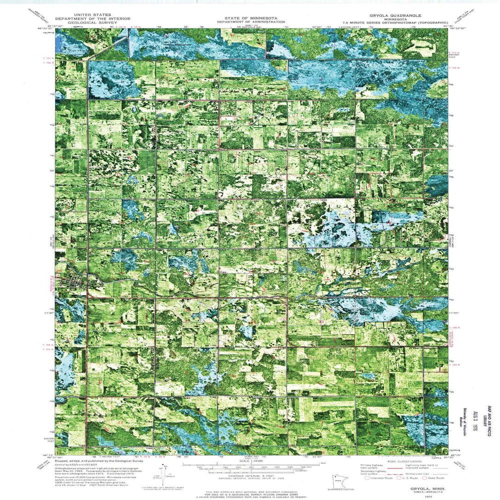 YellowMaps Grygla MN topo map, 1:24000 Scale, 7.5 X 7.5 Minute, Historical, 1973, Updated 1976, 27.23 x 21.53 in - Tyvek